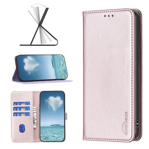 Xiaomi 15T Pro coque en cuir dark avec porte-cartes magnétique rose étui portefeuille