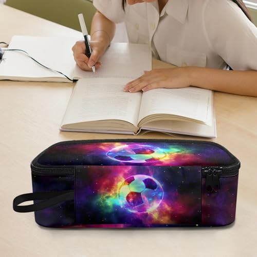 Image of Boys Pencil Case Starry Football Pencil Pouch for Kids Large Pencil Bag with Protable Handle Pencil Box for 2Nd 3Rd Children Girls Pencil Container for Students Teenagers Coin Purse