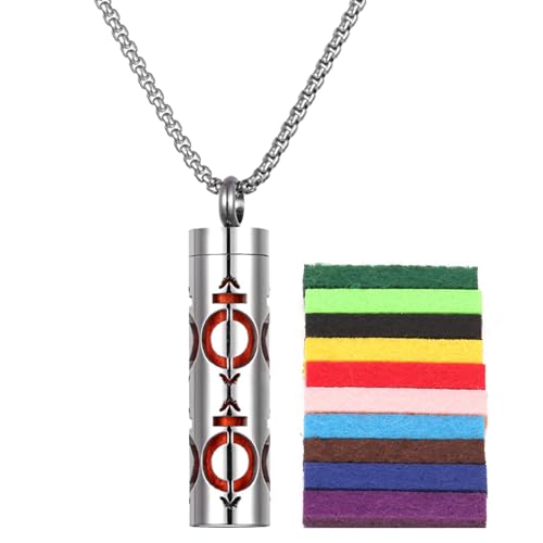 Eventerde Collar Difusor,Collar Perfumado, Colgante de medallón de collar de perfume, Joyería de aceite con almohadillas difusoras, collar con colgante de aromaterapia calmante para hombres y mujeres