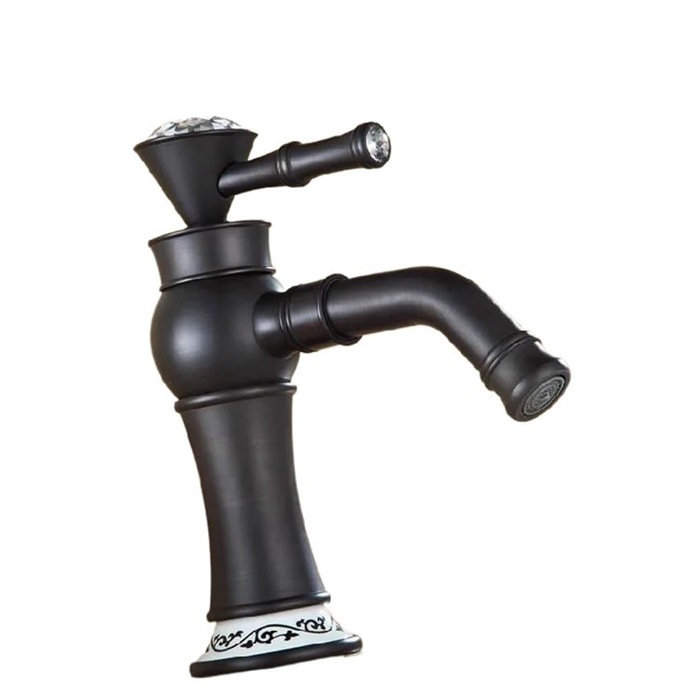 Robinet mitigeur de salle de bains classique en laiton et noir mat chaud froid