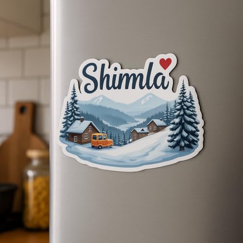 Image of Naxon Shimla City Theme Souvenir Wooden Fridge Magnet (3x3 Inch, Pack of 1) | Printed Decorative Refrigerator Magnet | Travel Souvenir Gift & Stylish Kitchen Home Decor