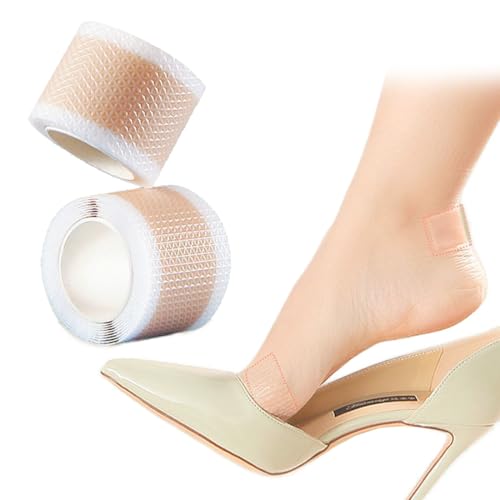 QOWIJEX 2 Rollos Tiritas Ampollas en los Pies, Cuidado de Pies Pegatina, 2CM ×1M/Rollo, Anti-ampollas en los Pies, Tiritas Adhesivas para el Talón, Cómodas y Fáciles de Arrancar