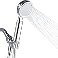 BRIGHT SHOWERS High Pressure Handheld Shower Head Set, Hand Held Showerhead with 60" Long Stainless Steel Shower Hose and Adjustable Wall Bracket, Chrome