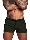 COOFANDY Men's Swim Trunk Quick Dry Swimwear Mesh Lining Bathing Suit Swimsuit Board Beach Sport Short Army Green and Black/M