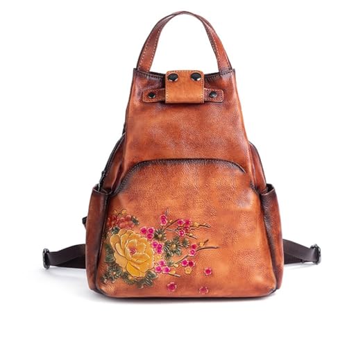Sac à dos vintage en cuir de vache véritable patiné à la main pour femme