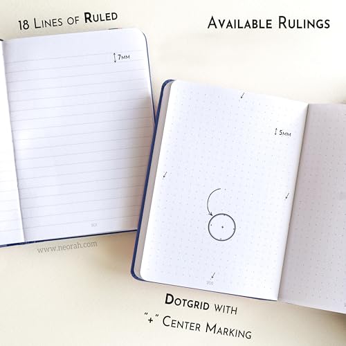 Image of NEORAH -A6 RULED | 368 Pages - 110 Gsm | PAGE A DAY JOURNAL (14.8 X 10.5 cm)-Hardcover RULED Notebook |Back Pocket |3 Silk Book Mark - Completely HANDMADE for Journaling,writing - DARK BLUE