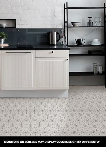 WallPops FP2481 Kikko Peel & Stick Bodenfliesen, Weiß und Cremefarben, 10 Stück, 30,5 x 30,5 cm
