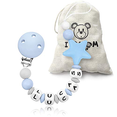 RUBY - Chupetero Personalizado para Bebé con Nombre Bola Silicona Antibacteriana con...