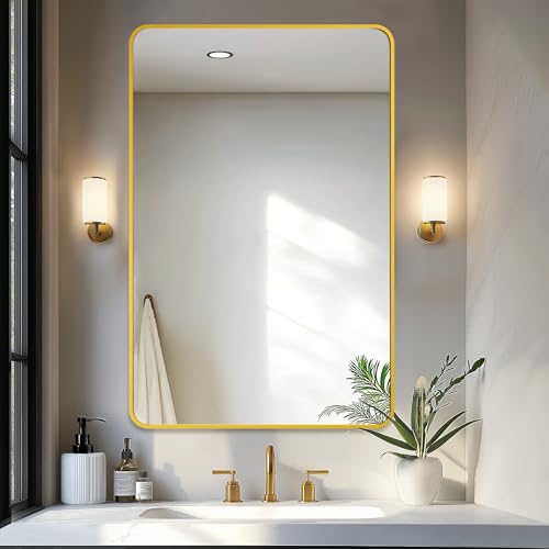 Image of Delma Bathroom Vanity Mirror, Gold Framed Mirror for Over Sink, 40x28