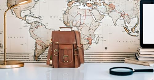 Bolso bandolera de cuero marrón vintage de 12 pulgadas miniatura 7