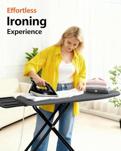 Ironing Board Full Size, 43×13 Folding Ironing Boards, Height Adjustable & Space-Saving Wide Iron Board with Heat-Resistant Cover, Thick Pad & Heavy Duty Iron Table, for Laundry Room Clothes, Gray - Image 6