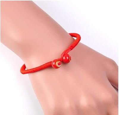 Lzz Fashion lady hand-woven lucky bracelet beads red rope ceramic bracelet jewelry