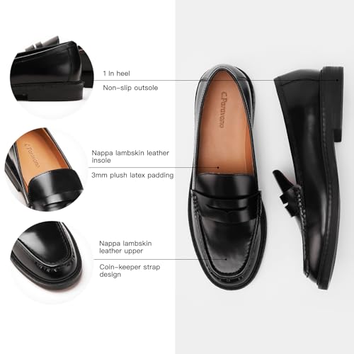 Image of C.Paravano Genuine Leather Penny Loafers | Loafers for Women | Casual Slip On | Walking Flats Classic Driving Moccasins