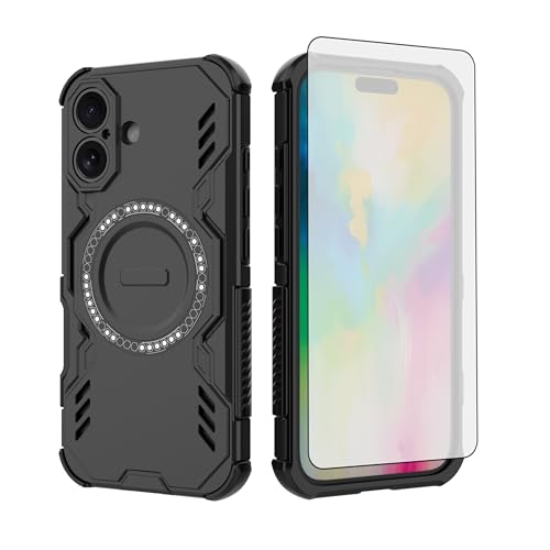 Coque magnétique iPhone 16 antichoc fine et robuste avec son film en verre trempé 6,1"