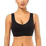 【Design vom Damen Büstenhalter 】: Mit nahtloser Konstruktion fühlt man sich extrem glatt. V Ausschnitt sieht sehr schön aus und die BH Schalen sind abnehmebar, die Innenseite des BH hat eine kleine Öffnung, es ist für die BH Schalen einfach herauszunehmen und hereinzustellen. Extra breite Träger bleiben auf deinen Schultern und verringern die Belastung des Rückens. Ohne Bügel und Verschluss bieten eine leichte und komfortable Halterung.