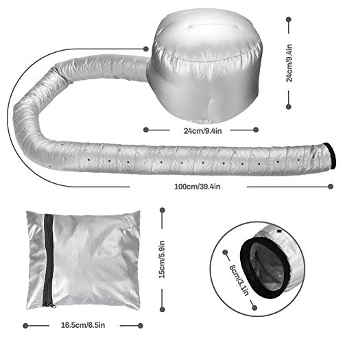 Bonnet Attachment für Haartrockner, Welltop Helm-Trocknung Kappe Trockenhauben für Haare, Freihändig zum Trocknen Styling Curling und Tiefenkonditionieren passend für alle Kopf- und Haargrößen, Silber - Image 8