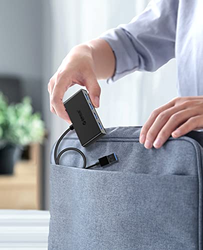 Orico 4-Port Usb 3.0 Hub, Usb Hub 3.0 With Power Supply Port[Charging Not Supported], 5 Ft Data Cable For Desktop, Imac, Surface Pro, Xps, Usb Flash Drives, Mobile Hdd, And More - Black #TOP6