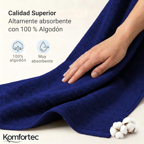 Miniatura 4 de Komfortec Juego De 2 Toallas De Sauna 80 X 200 Cm, 100 Algodón, Toallas Xxl Para Sauna, Suaves, Grandes, De Rizo Y De Secado Rápido, Azul Marino