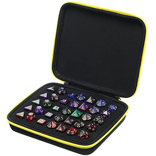 Caja de Dados Caja de Dado Poliédrica con Bandeja Perforada Extraíble Caja de Dados Negra Soporte de Dados con Cremallera Asa para Contener...