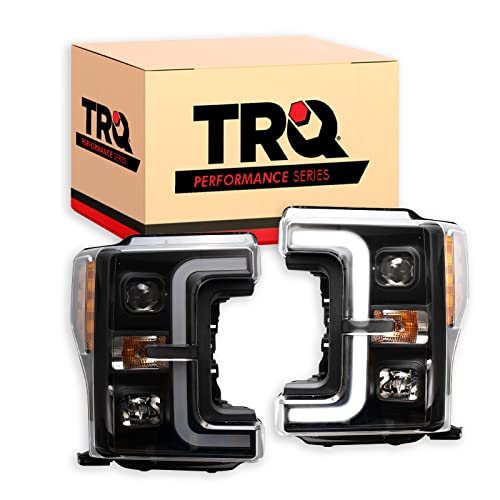 Image of TRQ Performance Driver and Passenger Side Headlight Assembly Set Compatible with 17-19 Ford F250 Super Duty 17-19 Ford F350 Super Duty