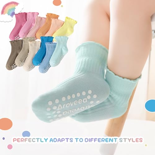image for Aroveea Baby Toddler Socks Grip Non Slip Boys Girls Cotton 12 Pack for