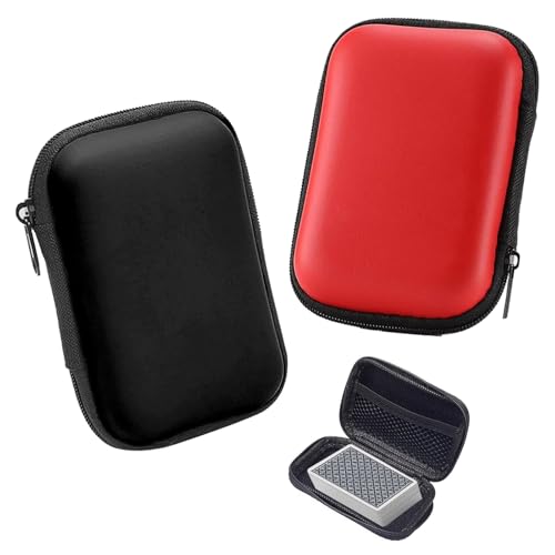AXHOME 2Pcs Portable Waterproof UNO Card Game Case - Compact & Shockproof EVA Storage Box UNO Case Cards Playing Card Case UNO Tin Playing Card Box for Cables & Small Accessories (Red&Black)