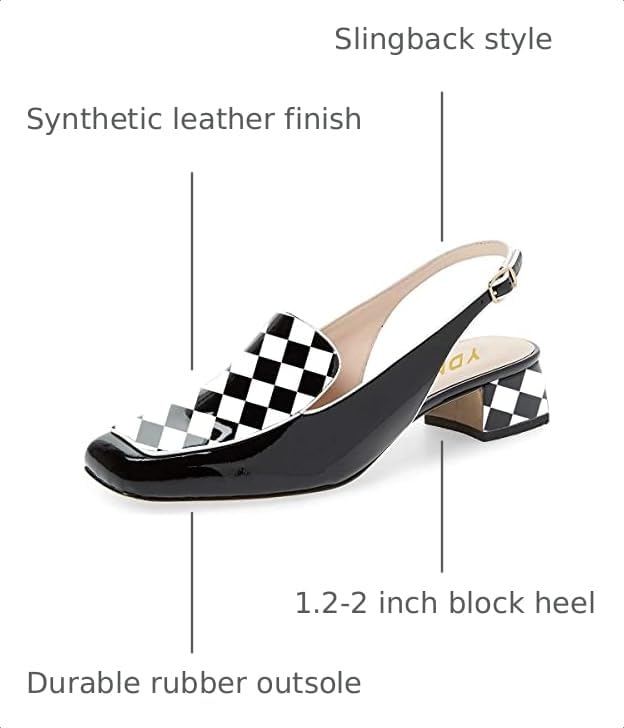 Image of YDN Women Closed Square Toe Block Low Heels Slingback Formal Loafer Dressy Shoes Office Lady Pump Size 4-15 US