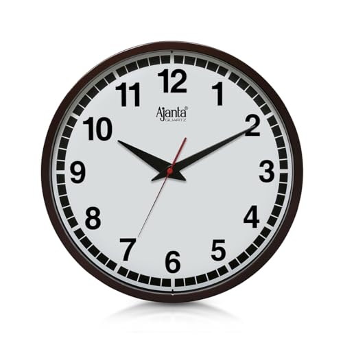 Image of Ajanta Home Decor Clock 12 Inch (302.5mm) Brown | Stylish Silent Sweep Wall Clock | Luxury Modern Design | Model 2607