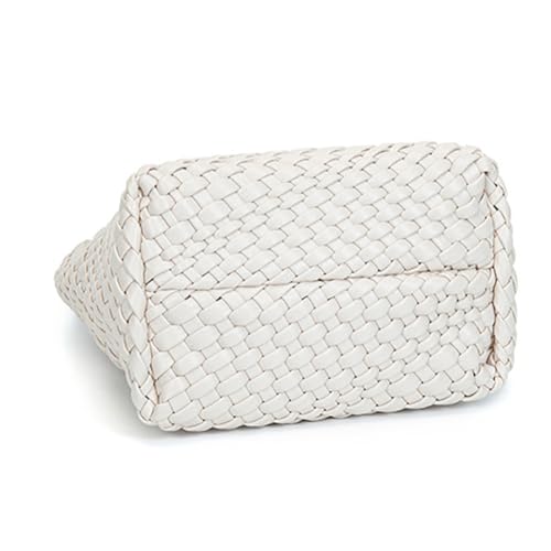 Image of Woven Leather Bags for Women Knoted Women Handbag Designer Shoulder Bucket Purse Handmade Fashion Tote Hobo Bag Small