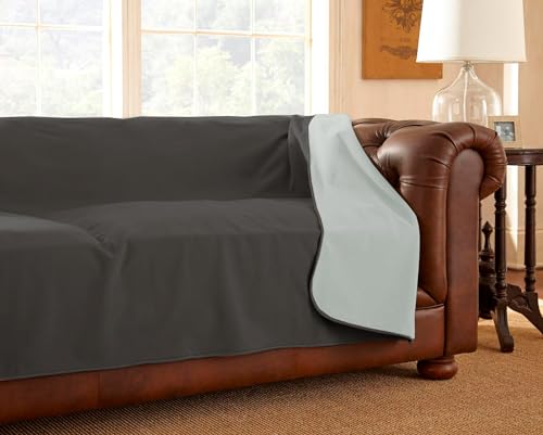 Mambe 100% Waterproof Furniture Cover for Dogs & Cats Incontinence Protector for Bed Sofa Couch Recliner Soft Washable Microfleece Blanket 70x90 Slate-Mist