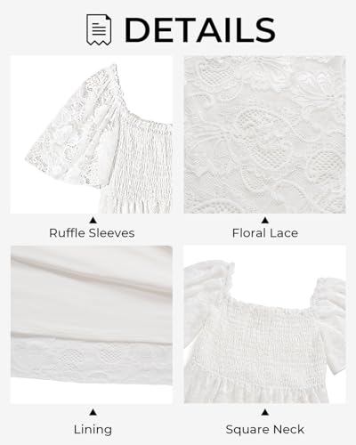 Image of Plus Size Wedding Dress Bride Boho Lace Formal Square Neck Ruffle Sleeves Long Dresses for Curvy Women