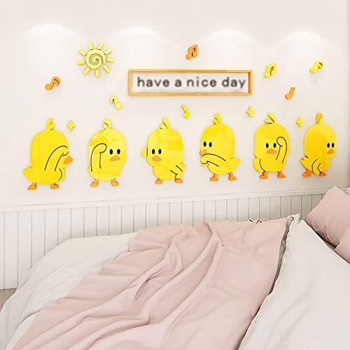 M ACHOOSE Wall Decor 3D Cartoon Yellow Ducks Wall Stickers Acrylic Wall Decals Peel and Stick Home DÃ©cor Wall Art Decor Wall Sticker for Nursery Living Room Decor Bedroom Decor (S)