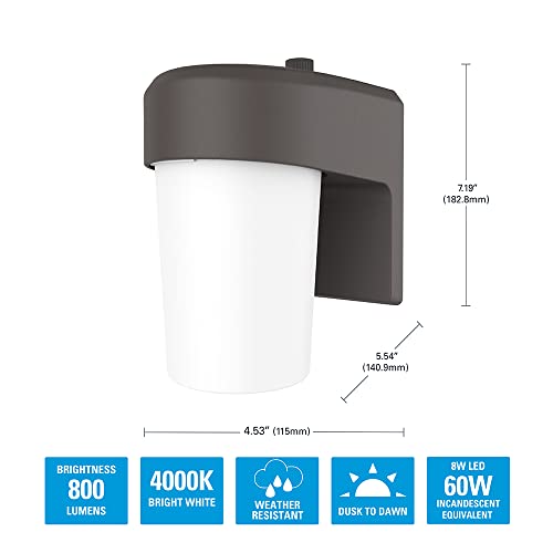 HALO FE 1-Light Bronze LED Outdoor Lantern Sconce with Dusk to Dawn - image 3