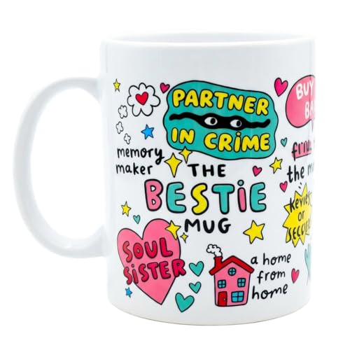 ALINK Bestie Coffee Mug 11oz Cute Friendship Gift for Women Soul Sister Mug Best Friend Birthday Gifts for Female Friend Funny Aesthetic Ceramic Cup for Christmas Mothers Day