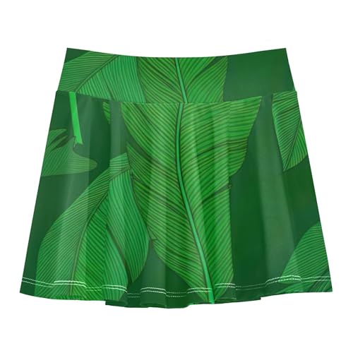 Athletic Shorts for Girls Skorts Tropical Banana Leaves Green Tennis Skirts Kids Summer Cheer Skirt 3t