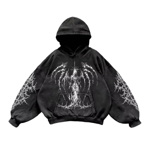 DUHENWU Sudadera con capucha para hombre con estampado Harajuku sudadera de manga larga para cosplay suéter otoño invierno sudadera con capucha con bolsillos corte holgado cómoda chaqueta con capucha