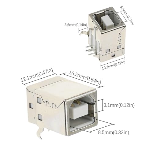 Conector hembra tipo B de 90 grados para placa base PCB, componentes de soldadura en ángulo 6