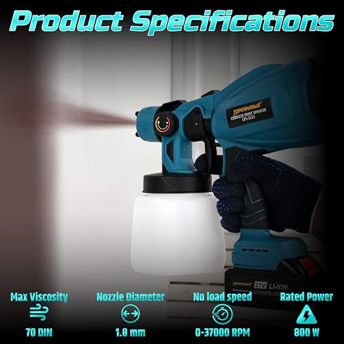 Image of TOMAHAWK CPS-3225 Power Paint Sprayer 3800 RPM Noload Speed, 200cm-500cm Spraying Diameter with 20V-2 X 3.0 Ah Battery | Suitable for Wall, Door Paintings