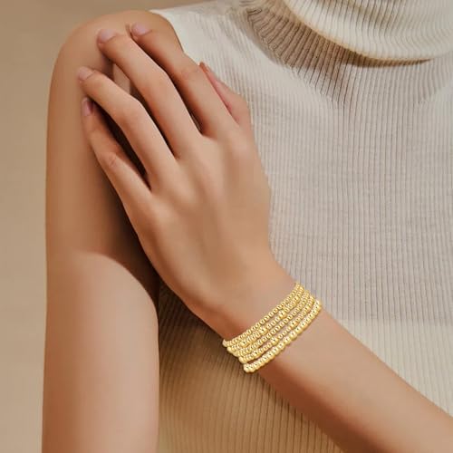 Gold Plated Stretchable Bracelets Set for Women