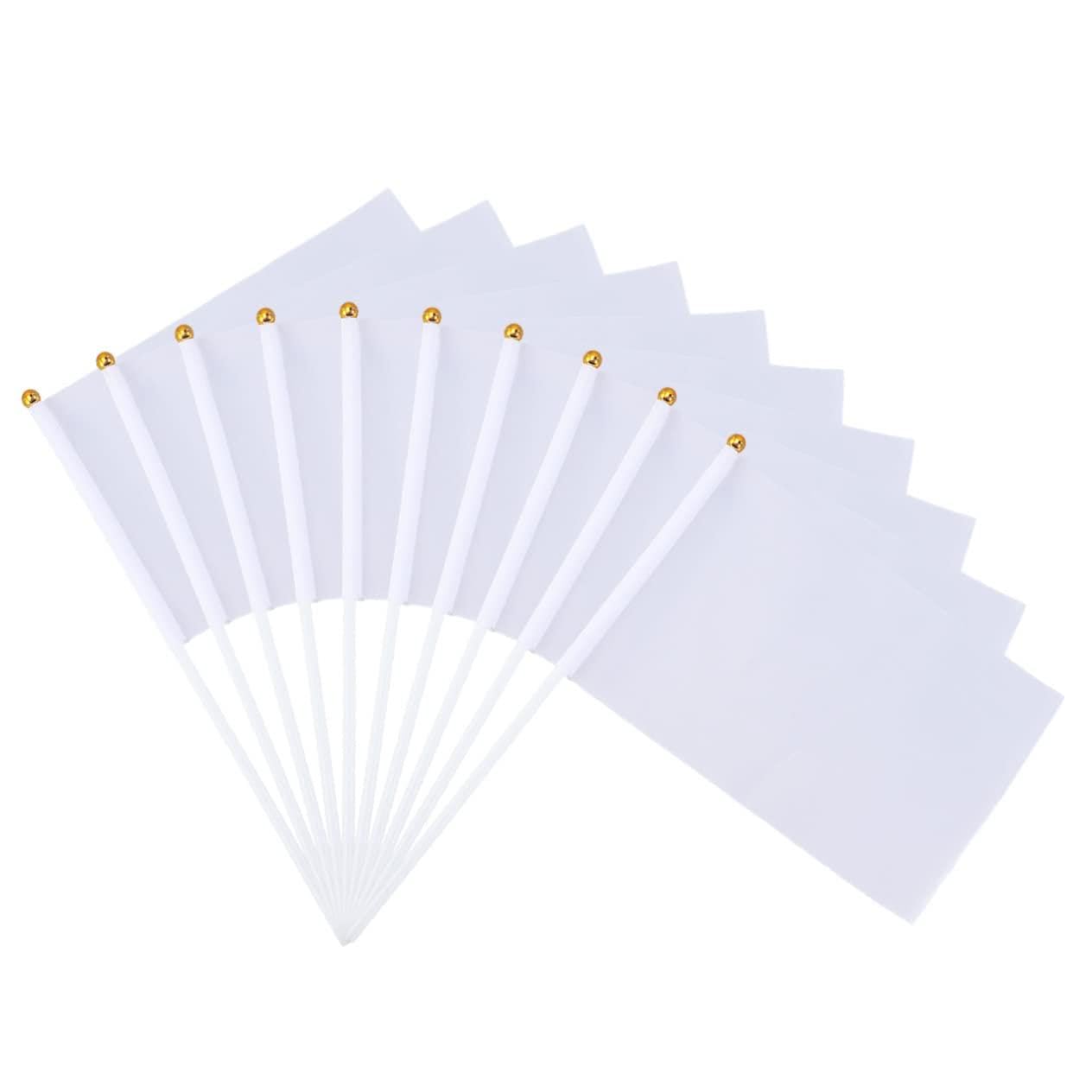 GOOHOCHY Racing Banner Football Flags 24pcs Hand-cranked Flagpoles Set White Commanding Referee Flag