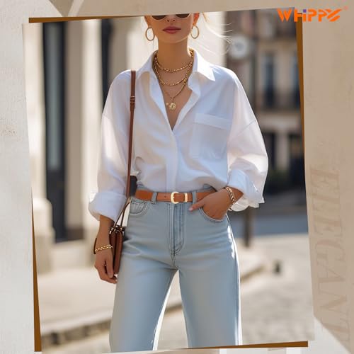 WHIPPY 2 Pack Women Skinny Elastic Belt Fashion Gold Buckle Stretchy Thin Waist Belts for Dresses4