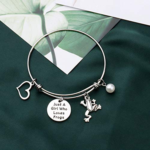 FAADBUK Funny Frogs Bracelet Animal Lover Gift Just A Who Loves Frogs Jewelry Bangle Bracelet Green Stainless Steel Adjustable Modern Animal Themed2