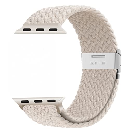 Nepfaivy Compatible with Apple Watch Band - 44mm 45mm 49mm 46mm, Braided Stretchy Sport Band for Apple Watch Series 10 9 Ultra 8 7 6 5 4 3 2 1 SE Women Men Nylon Fabric Elastic Green Strap for iWatch