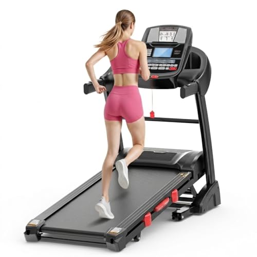 Image of 5.1HP Folding Treadmills for Home, 400lbs Capacity with 20% Incline, Max 12MPH Speed, Treadmill Running Machine with APP & Bluetooth, Shock Absorption, Home&Office