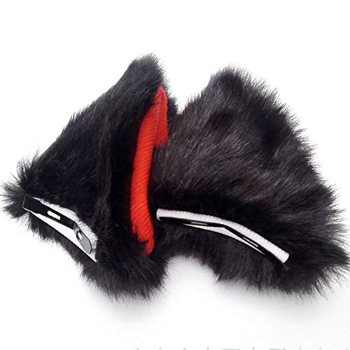 Pinzas para cabello con orejas de gato y zorro negro y rojo miniatura 4