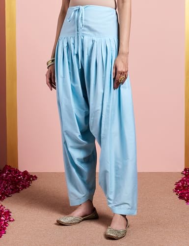 Image of Amazon Brand - Myx Women's Straight Embroidered Farsi Kurta Set with Organza Dupatta | Dhoti Pants (Available in Plus Sizes)