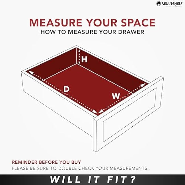 Rev-A-Shelf Natural Maple Right Size Utensil Insert Home Storage Kitchen Organizer 7 Compartment Drawer Accessory, 19-1/4 x 19-1/2, 4WUT-24SH-1