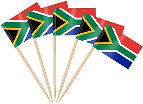 AhfuLife 100/200pcs South African Toothpick Flags, South African Cocktail Stick Flag for National Day Sandwich Food Cupcake Toppers Tableware World Cup Party Supplies Pub Royal Event Decor (100 Pcs)