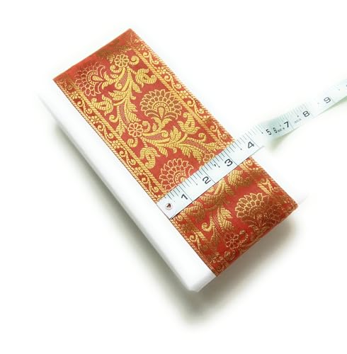 Image of Brocade Ethnic Work 9 Meter Laces and Borders Material for Dresses, Sarees, Lehenga, Suits, Blouses, Dupatta, chunri and Crafts (Orange)
