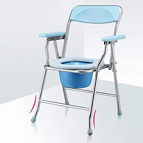 Chaise de bain épaissie en acier inoxydable pliable et bleue